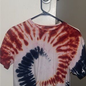 Tie-Dye T-Shirt with Red and Blue Swirl